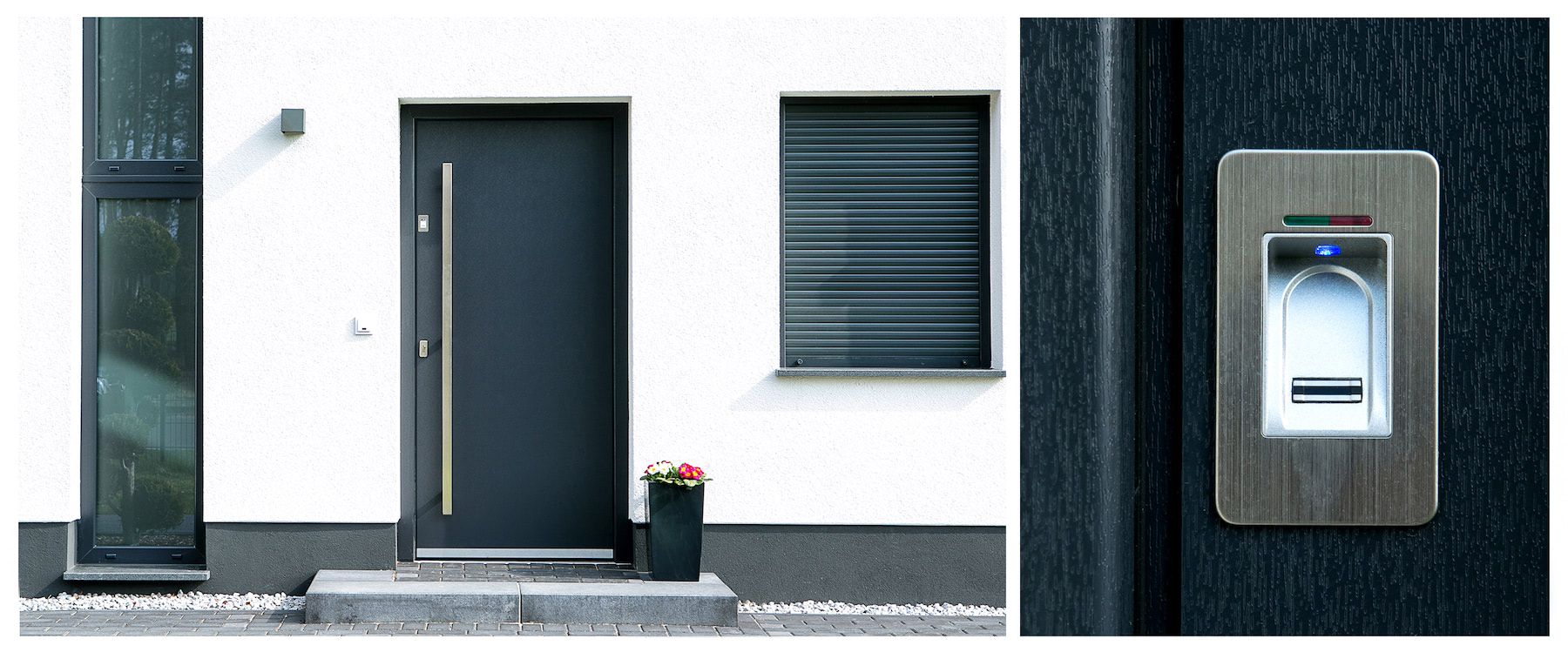 anthrazite Haustür mit Fingerabdrucksensor ohne Glas